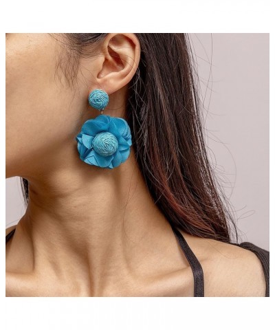 Lafite Flower Colored Earrings Bohemian Valentine's Day Gift for Girl Woman to the Beach Blue $4.98 Earrings