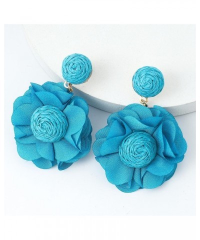 Lafite Flower Colored Earrings Bohemian Valentine's Day Gift for Girl Woman to the Beach Blue $4.98 Earrings