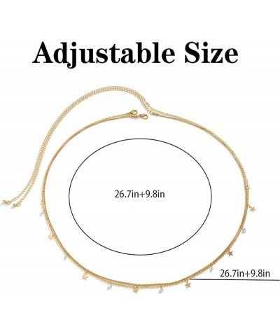 2PCS 26-37Inch 18K Gold Plated Waist Chain Layered Adjustable Belly Body Chain for Women and Girls Star $5.29 Body Jewelry