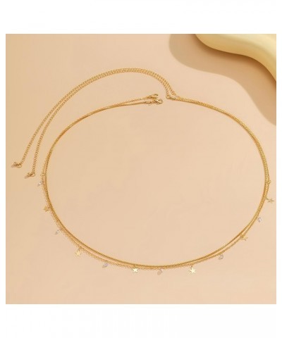 2PCS 26-37Inch 18K Gold Plated Waist Chain Layered Adjustable Belly Body Chain for Women and Girls Star $5.29 Body Jewelry