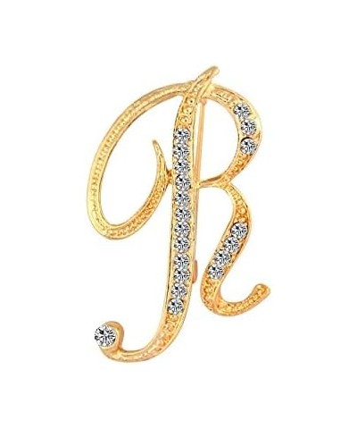 A-Z Initial Pins 26 Letters Pins Gold Plated Metal Brooches - Clear Crystal Rhinestone Brooch Breastpin for Women R $6.26 Bro...