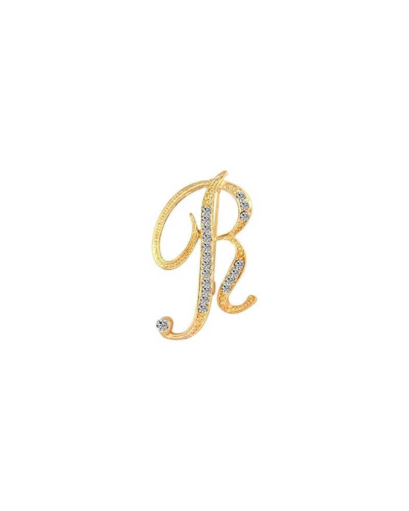 A-Z Initial Pins 26 Letters Pins Gold Plated Metal Brooches - Clear Crystal Rhinestone Brooch Breastpin for Women R $6.26 Bro...