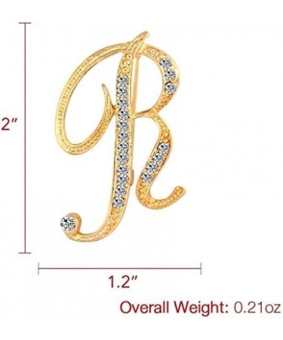 A-Z Initial Pins 26 Letters Pins Gold Plated Metal Brooches - Clear Crystal Rhinestone Brooch Breastpin for Women R $6.26 Bro...