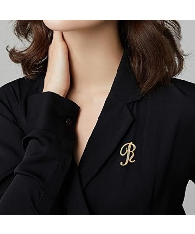 A-Z Initial Pins 26 Letters Pins Gold Plated Metal Brooches - Clear Crystal Rhinestone Brooch Breastpin for Women R $6.26 Bro...