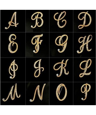 A-Z Initial Pins 26 Letters Pins Gold Plated Metal Brooches - Clear Crystal Rhinestone Brooch Breastpin for Women R $6.26 Bro...