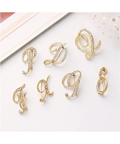 A-Z Initial Pins 26 Letters Pins Gold Plated Metal Brooches - Clear Crystal Rhinestone Brooch Breastpin for Women R $6.26 Bro...