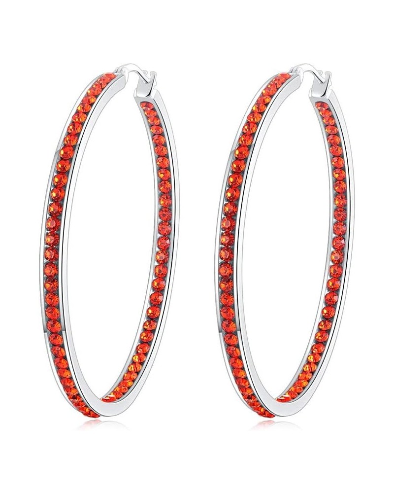 Mult-colors Crystal Stainless Steel Hoop Earring for Women Hypoallergenic Jewelry for Sensitive Ears Large Big Hoop Earrings ...