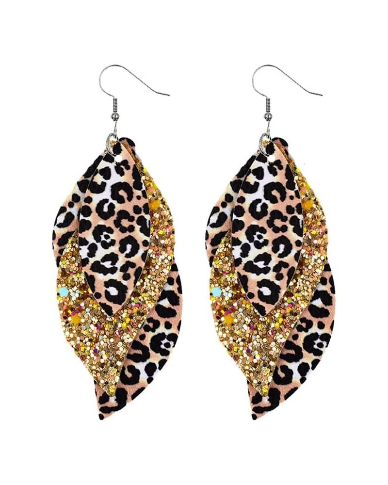 Leaf Leather Earrings for Women Handmade Fringe Feather Lightweight Teardrop Leather Earrings Drop and Dangle Earrings for Wo...