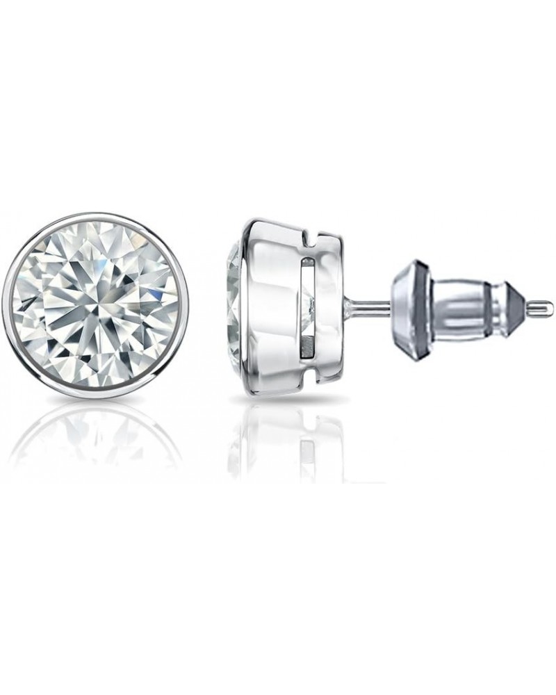 14k Gold Round Diamond Simulant CZ Stud Earrings Bezel-set (1/4-2cttw,Excellent Quality) White Gold 0.5 carats $82.74 Earrings