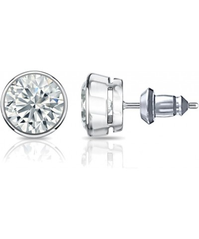 14k Gold Round Diamond Simulant CZ Stud Earrings Bezel-set (1/4-2cttw,Excellent Quality) White Gold 0.5 carats $82.74 Earrings