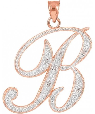 14K Gold Diamond Accented Fine Dangling Cursive Initial A-Z Charm 3/4" Pendant (J-K Color, I1-I2 Clarity) - Choice of Initial...