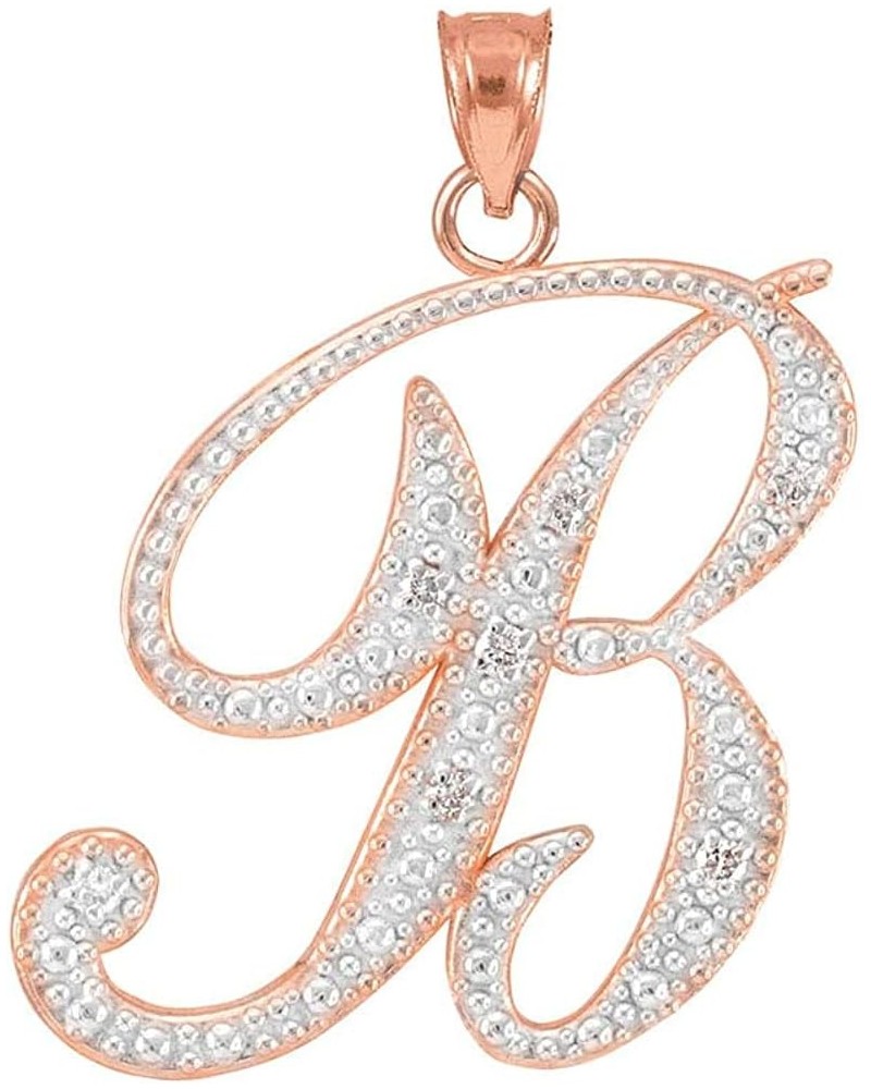 14K Gold Diamond Accented Fine Dangling Cursive Initial A-Z Charm 3/4" Pendant (J-K Color, I1-I2 Clarity) - Choice of Initial...