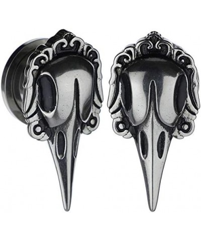 316L Surgical Steel Raven Skull Ear Weights Saddle Hanger Spreader Gauges Piercing Tunnels Plugs Silver 0g-8mm $10.43 Body Je...