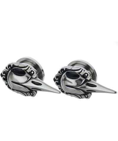 316L Surgical Steel Raven Skull Ear Weights Saddle Hanger Spreader Gauges Piercing Tunnels Plugs Silver 0g-8mm $10.43 Body Je...