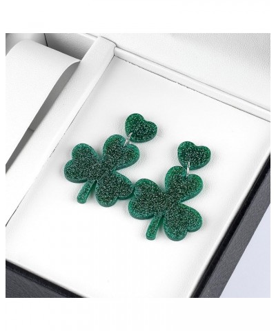 St. Patrick's Day Earrings For Women Girls, Irish Shamrock Acrylic Dangle Earrings, Green Clover Drop Earrings For St. Patric...