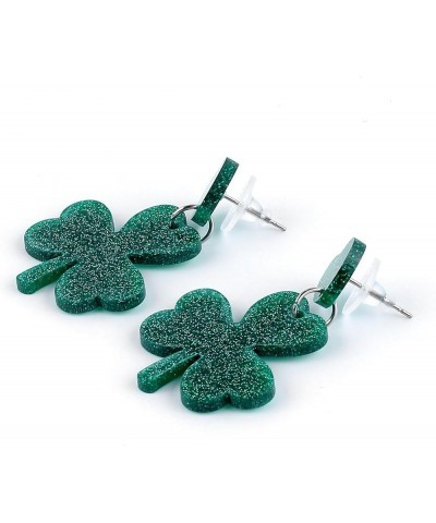 St. Patrick's Day Earrings For Women Girls, Irish Shamrock Acrylic Dangle Earrings, Green Clover Drop Earrings For St. Patric...