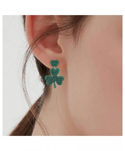 St. Patrick's Day Earrings For Women Girls, Irish Shamrock Acrylic Dangle Earrings, Green Clover Drop Earrings For St. Patric...