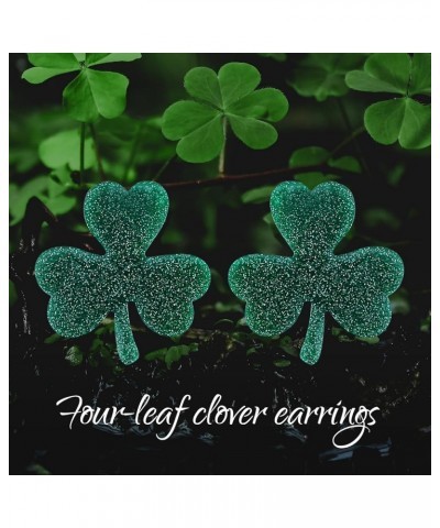 St. Patrick's Day Earrings For Women Girls, Irish Shamrock Acrylic Dangle Earrings, Green Clover Drop Earrings For St. Patric...