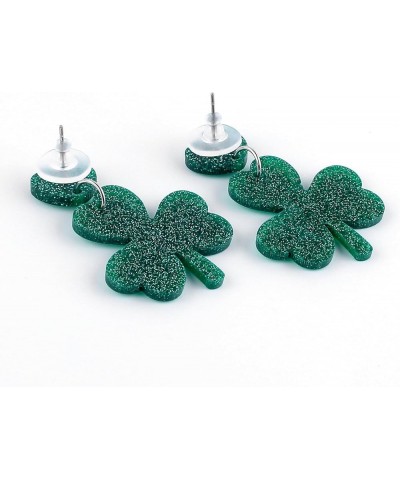 St. Patrick's Day Earrings For Women Girls, Irish Shamrock Acrylic Dangle Earrings, Green Clover Drop Earrings For St. Patric...