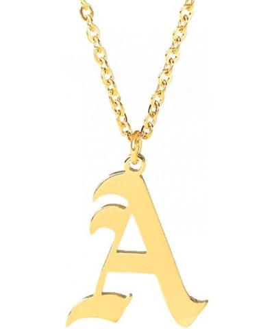 Old English Font Initial Letter Necklace Stainless Steel Alphabet Pendant Birthday Gift for Women A $11.26 Necklaces