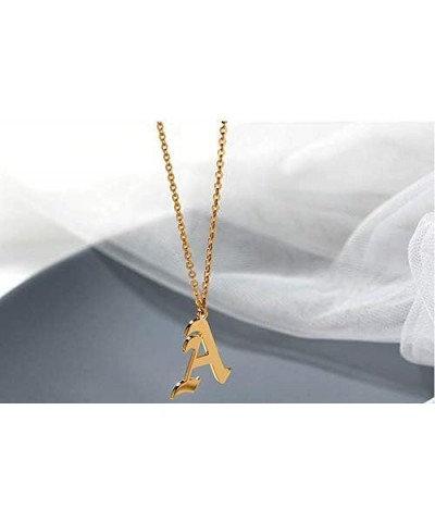 Old English Font Initial Letter Necklace Stainless Steel Alphabet Pendant Birthday Gift for Women A $11.26 Necklaces