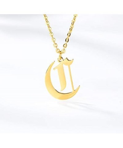 Old English Font Initial Letter Necklace Stainless Steel Alphabet Pendant Birthday Gift for Women A $11.26 Necklaces