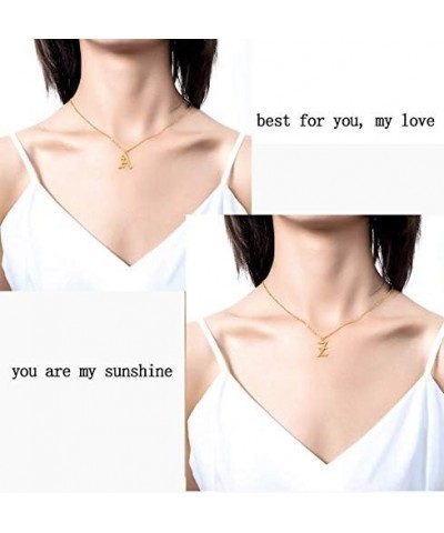 Old English Font Initial Letter Necklace Stainless Steel Alphabet Pendant Birthday Gift for Women A $11.26 Necklaces