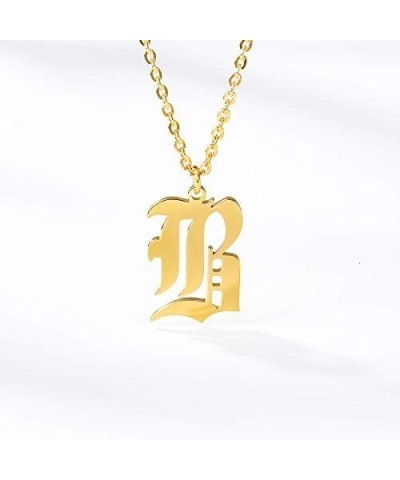 Old English Font Initial Letter Necklace Stainless Steel Alphabet Pendant Birthday Gift for Women A $11.26 Necklaces