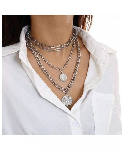 Chunky Necklaces for women Punk Chain Silver Statement Collar Necklace typeA 8 $6.62 Necklaces