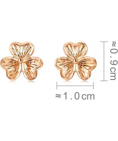 18K Rose Gold Pierced Carved Clover Stud Earrings for Women 92075E $79.80 Earrings