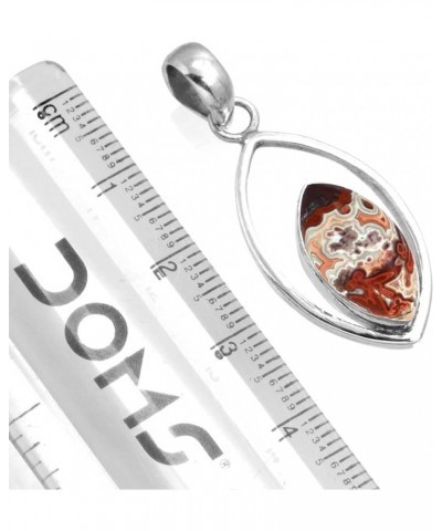 925 Sterling Silver Statement Pendant for Women 8x16 Marquoise Gemstone Handmade Jewelry for Gift (99584_P) Crazy Lace Agate ...