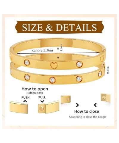 Gold Bracelets for Women Gold Plated Love Cubic Zirconia Bangle Crystal Friendship Charm Bracelet Jewelry Gifts for Women Tee...