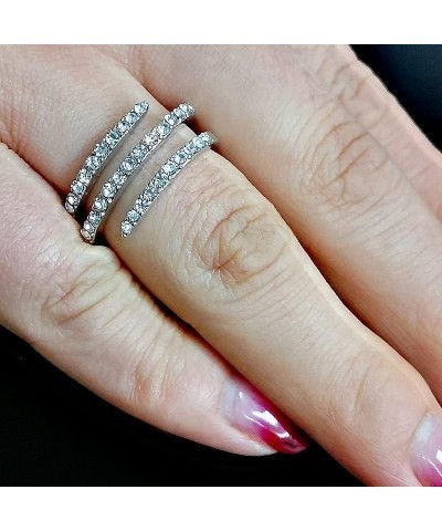 S925 Silver Three Rows Cubic Zirconia Full Diamond Ring Eternity Twist Band CZ Diamond Multi Row Ring Engagement Wedding Ring...