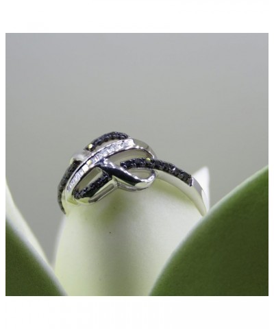 0.20 Carat (ctw) Round Black & Baguette White Diamond Infinity Swirl Engagement Ring for Women in 925 Sterling Silver 7 $66.7...