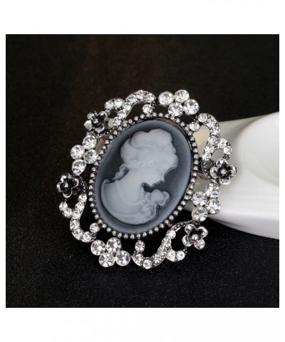 Victorian Black Velvet Lace Cameo Choker Gothic Lady Cameo Necklace&Brooch Pin Gift for Her Brooch 12-Silver $9.51 Necklaces