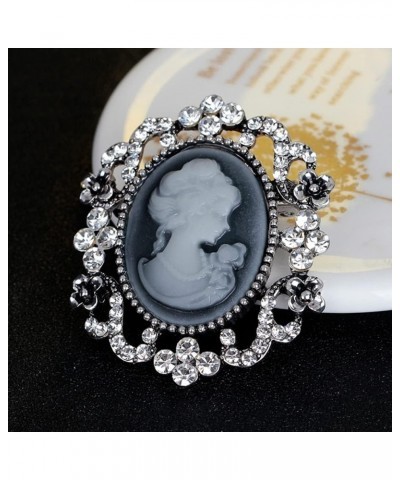 Victorian Black Velvet Lace Cameo Choker Gothic Lady Cameo Necklace&Brooch Pin Gift for Her Brooch 12-Silver $9.51 Necklaces