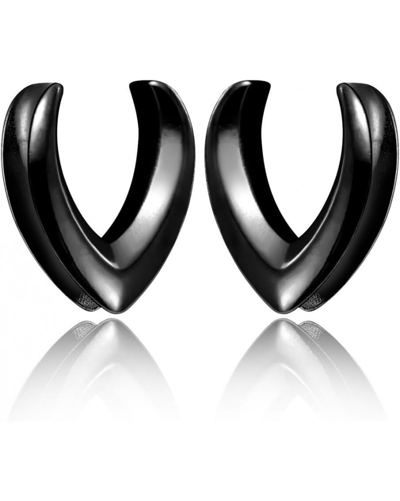 2PCS 8mm-25mm (0G-1") Punk V Shape Saddle Plugs Tunnels for Ears Women Men, Hypoallergenic 316 Stainless Steel Ear Gauges Ear...