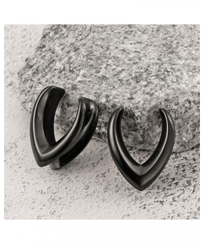 2PCS 8mm-25mm (0G-1") Punk V Shape Saddle Plugs Tunnels for Ears Women Men, Hypoallergenic 316 Stainless Steel Ear Gauges Ear...