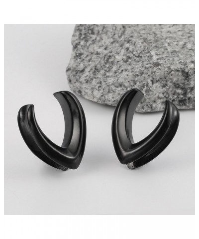 2PCS 8mm-25mm (0G-1") Punk V Shape Saddle Plugs Tunnels for Ears Women Men, Hypoallergenic 316 Stainless Steel Ear Gauges Ear...