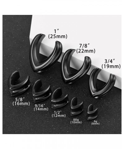 2PCS 8mm-25mm (0G-1") Punk V Shape Saddle Plugs Tunnels for Ears Women Men, Hypoallergenic 316 Stainless Steel Ear Gauges Ear...