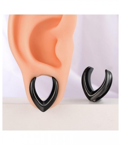 2PCS 8mm-25mm (0G-1") Punk V Shape Saddle Plugs Tunnels for Ears Women Men, Hypoallergenic 316 Stainless Steel Ear Gauges Ear...