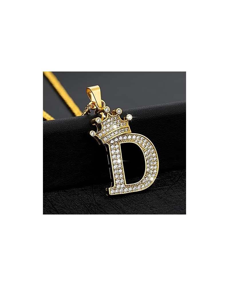 Cubic Zircon Crown Alphabet Necklace For Women Stainless Steel Gold Color A-Z Initial Letter Pendants Necklaces Wedding Jewer...