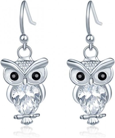 Classic Lovely Owl Crystal Dangle Earrings For Women Fashion Jewelry Gift Silver $7.00 Earrings