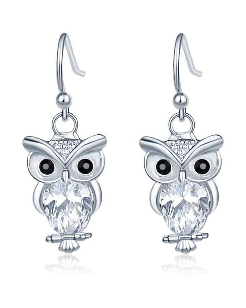 Classic Lovely Owl Crystal Dangle Earrings For Women Fashion Jewelry Gift Silver $7.00 Earrings