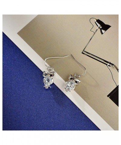 Classic Lovely Owl Crystal Dangle Earrings For Women Fashion Jewelry Gift Silver $7.00 Earrings