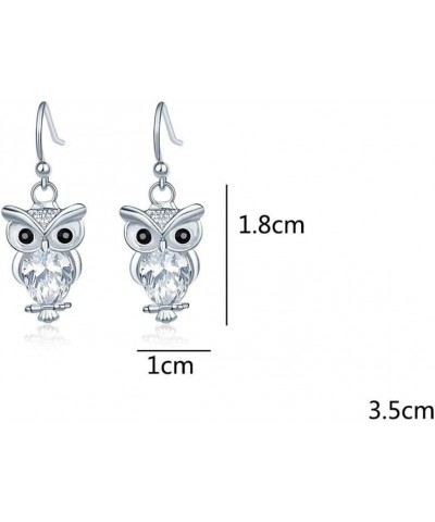 Classic Lovely Owl Crystal Dangle Earrings For Women Fashion Jewelry Gift Silver $7.00 Earrings