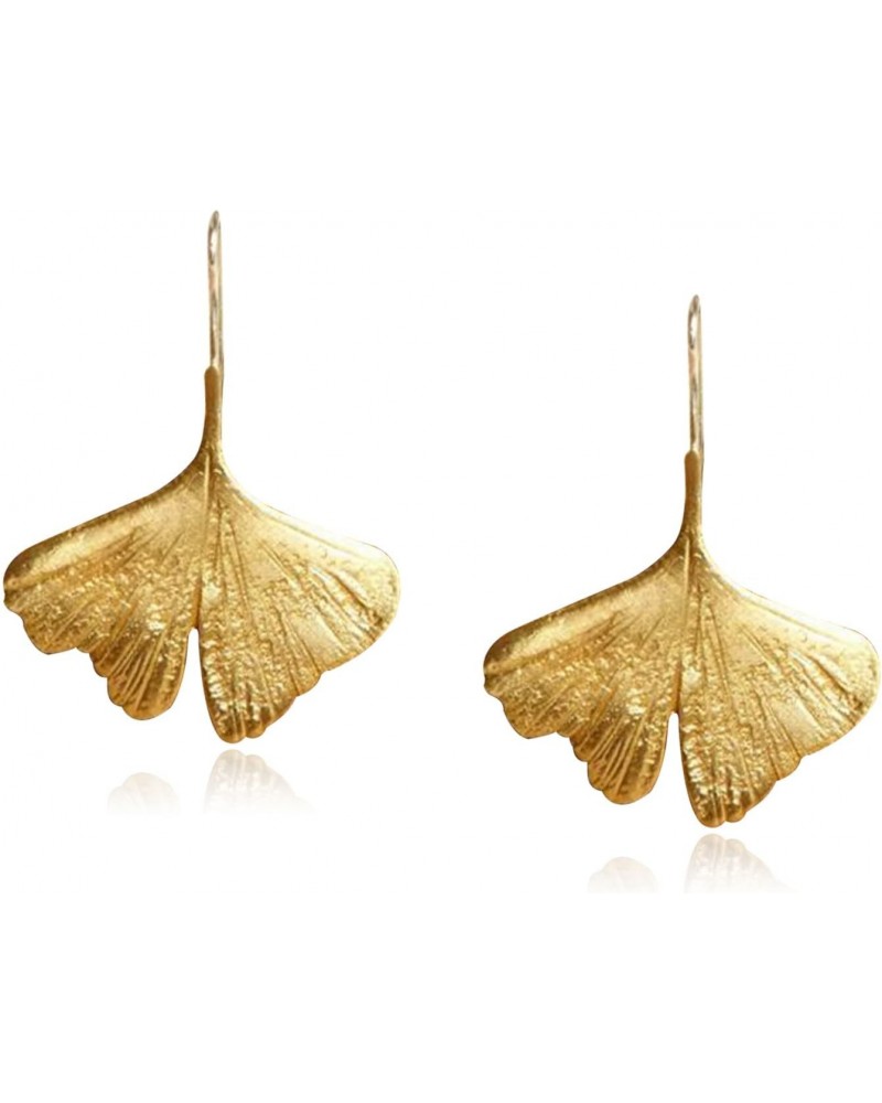 Ginkgo Leaf Flower Earrings Gold Geometric Statement Floral Earring Vintage Bohemian Autumn Plant Dangle Drop Earrings for Wo...