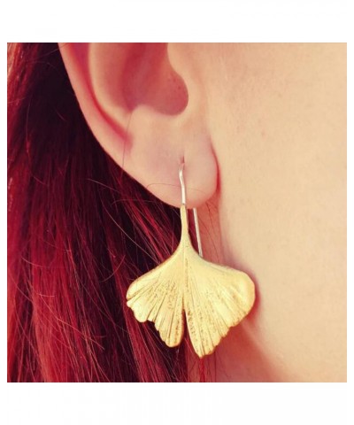 Ginkgo Leaf Flower Earrings Gold Geometric Statement Floral Earring Vintage Bohemian Autumn Plant Dangle Drop Earrings for Wo...