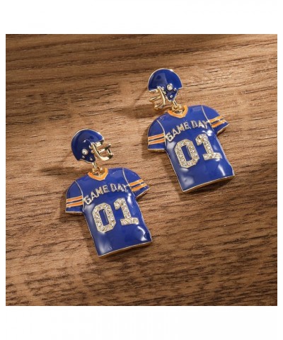 Football Dangle Earrings for Women | 'I Love Football' Cutout Heart Earrings | Game Day Jersey Earring | 'LOVE' with Helmet C...