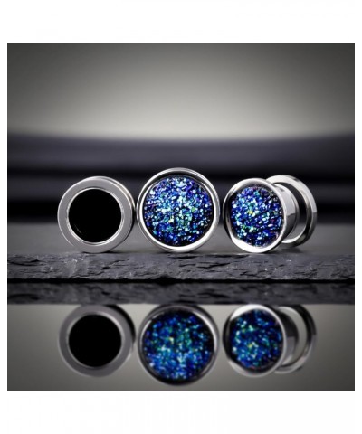 Screw Back Ear Tunnels, Stainless Steel Blue Crystal Plugs Piercing Expander Gauge Earrings. S8630G 0g(8mm) $9.49 Body Jewelry